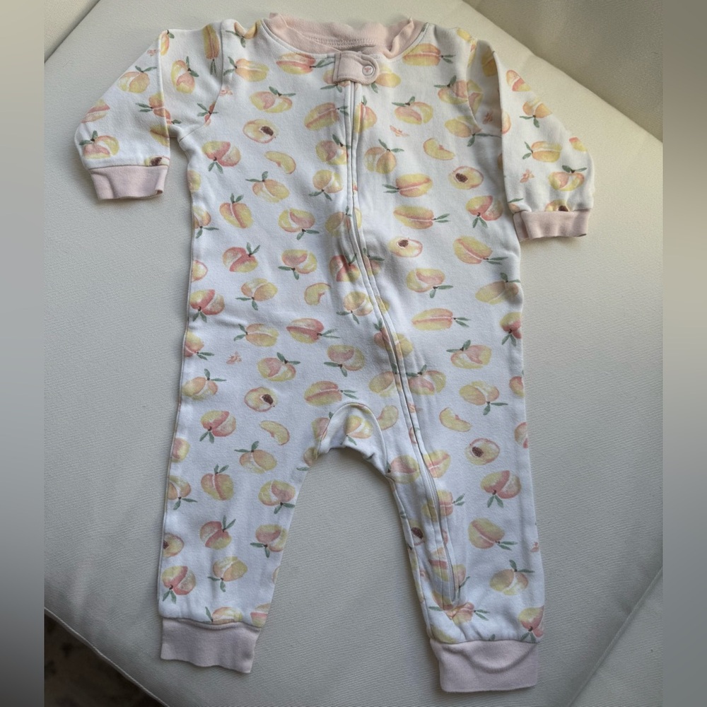 Burt’s Bees Baby Peach Print Organic Cotton Zipper One Piece 6–9M